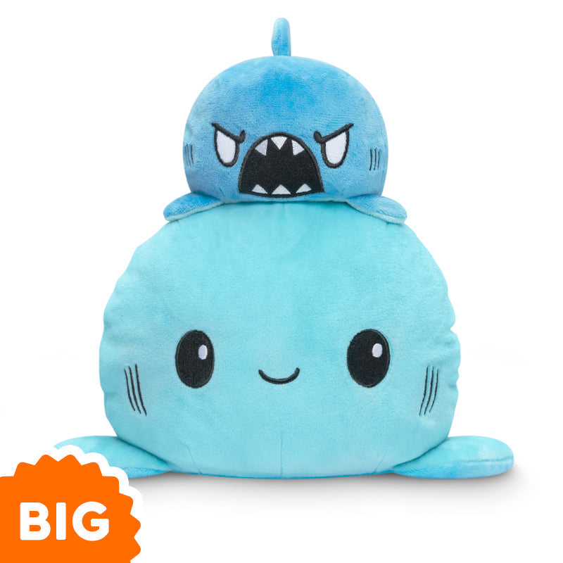TeeTurtle Big Reversible Shark Plushie (Blue + Light Blue)