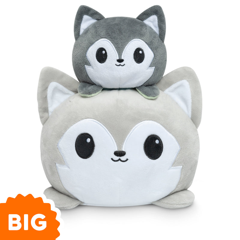 TeeTurtle Big Reversible Wolf Plushie (Light Gray)