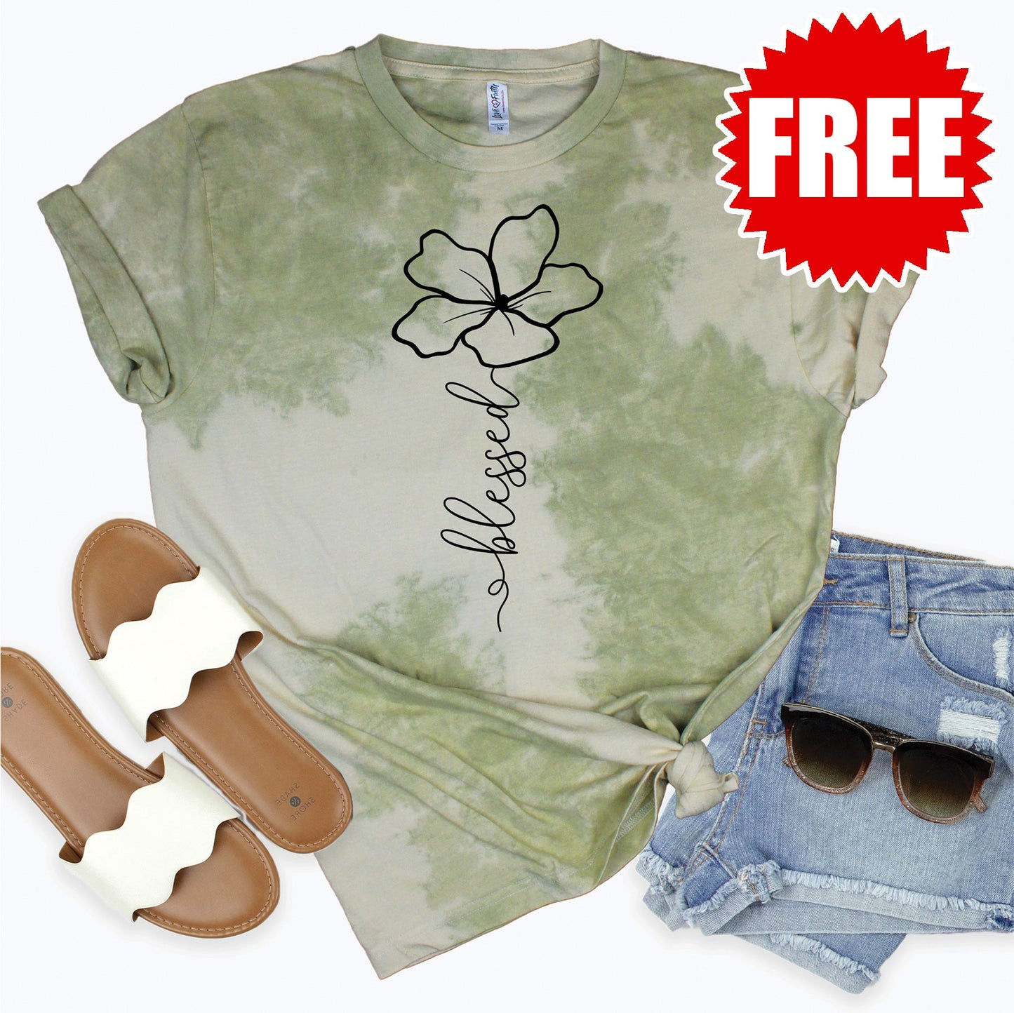 Blessed Tee - Tie Dye Basil Haze - 0