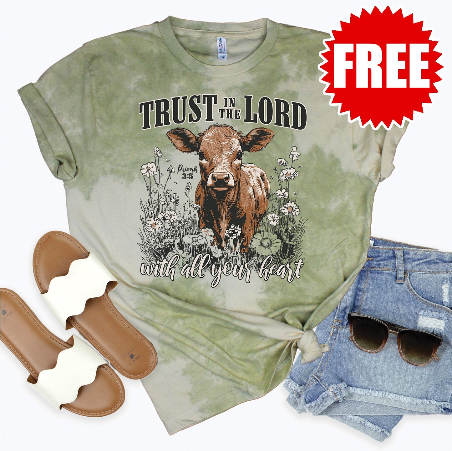Trust Calf Tee - Tie Dye Basil Haze - 0