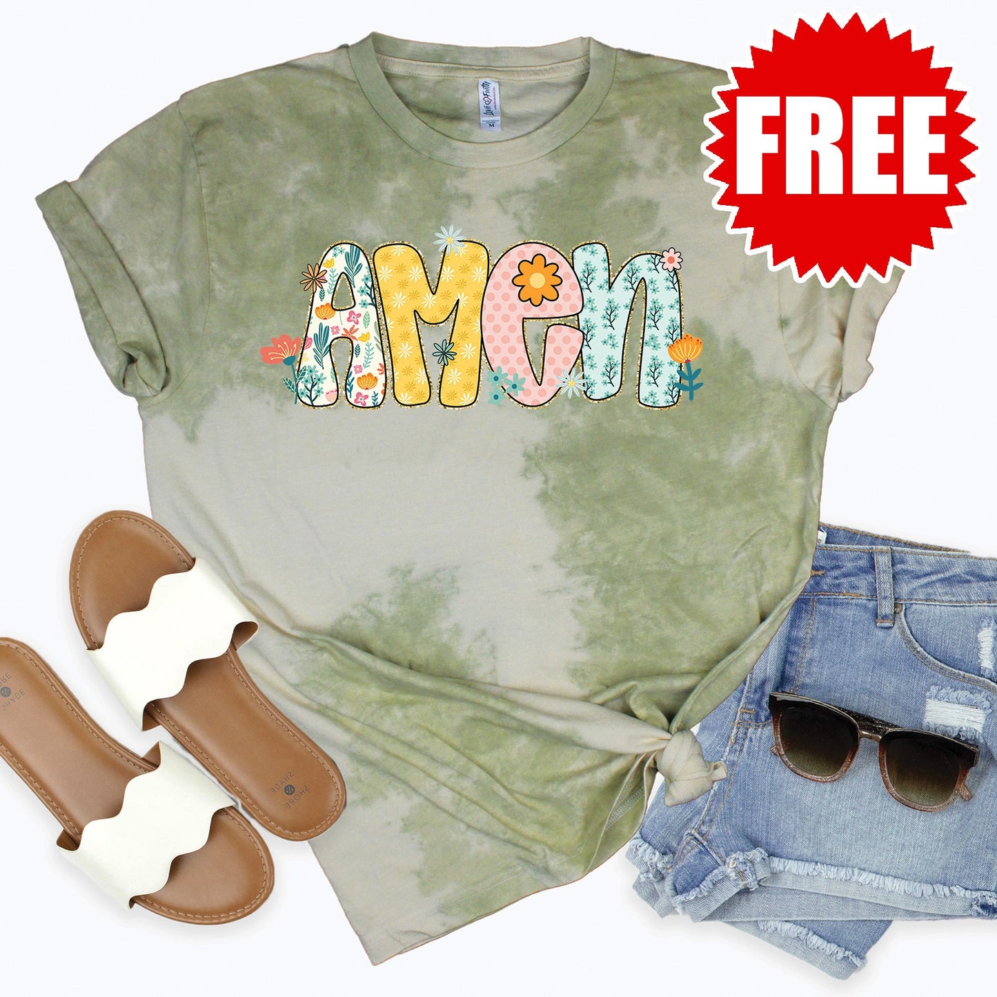 Amen Tee - Tie Dye Basil Haze - 0