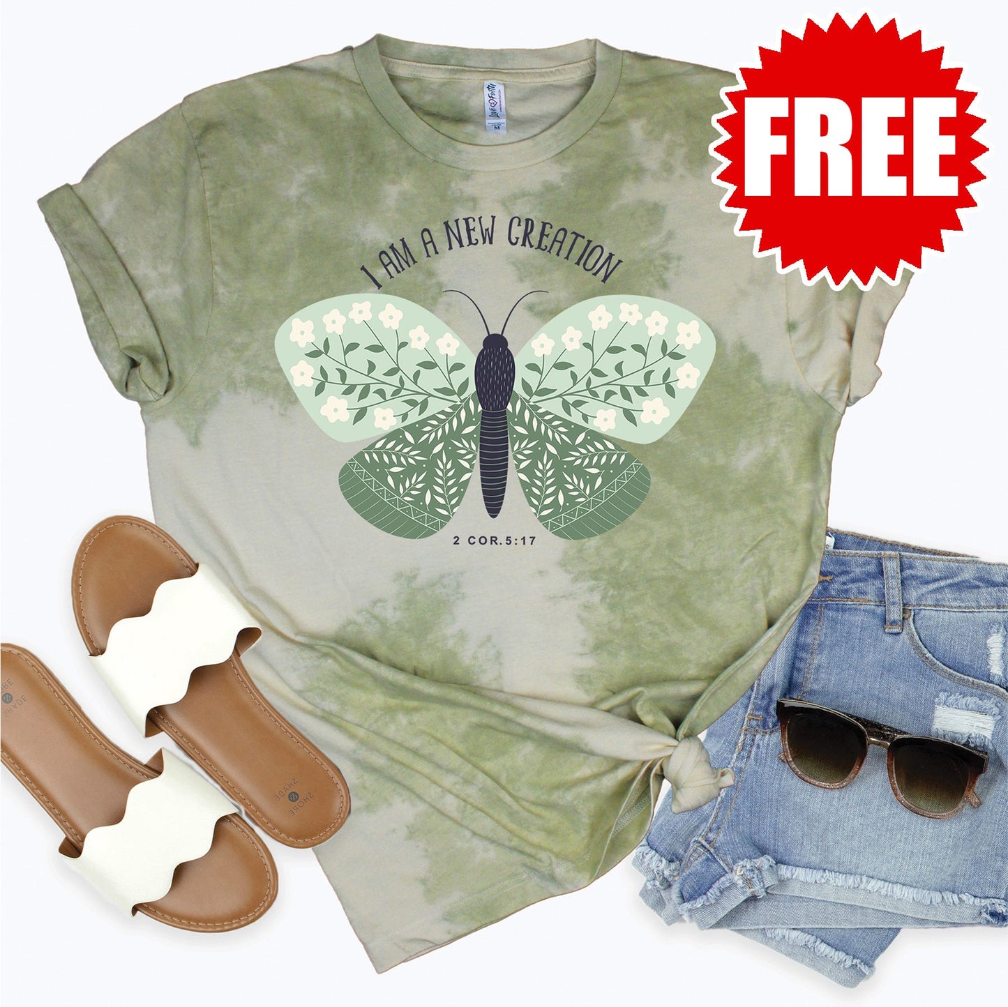 New Creation Tee - Tie Dye Basil Haze - 0