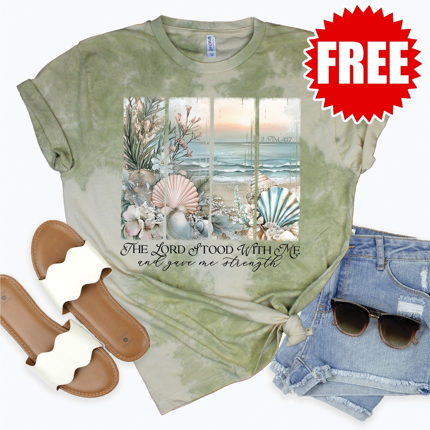 The Lord Stood With Me Tee - Tie Dye Basil Haze - 0