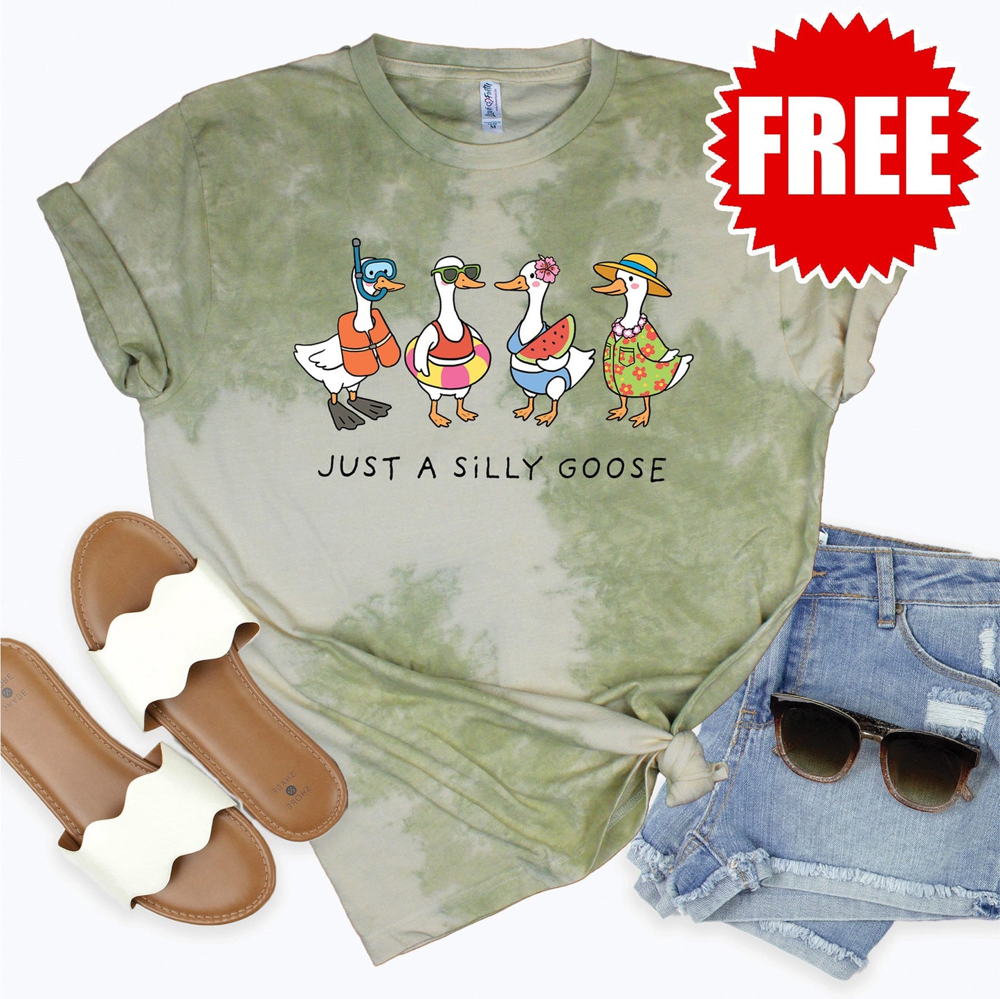 Silly Goose Tee - Tie Dye Basil Haze - 0