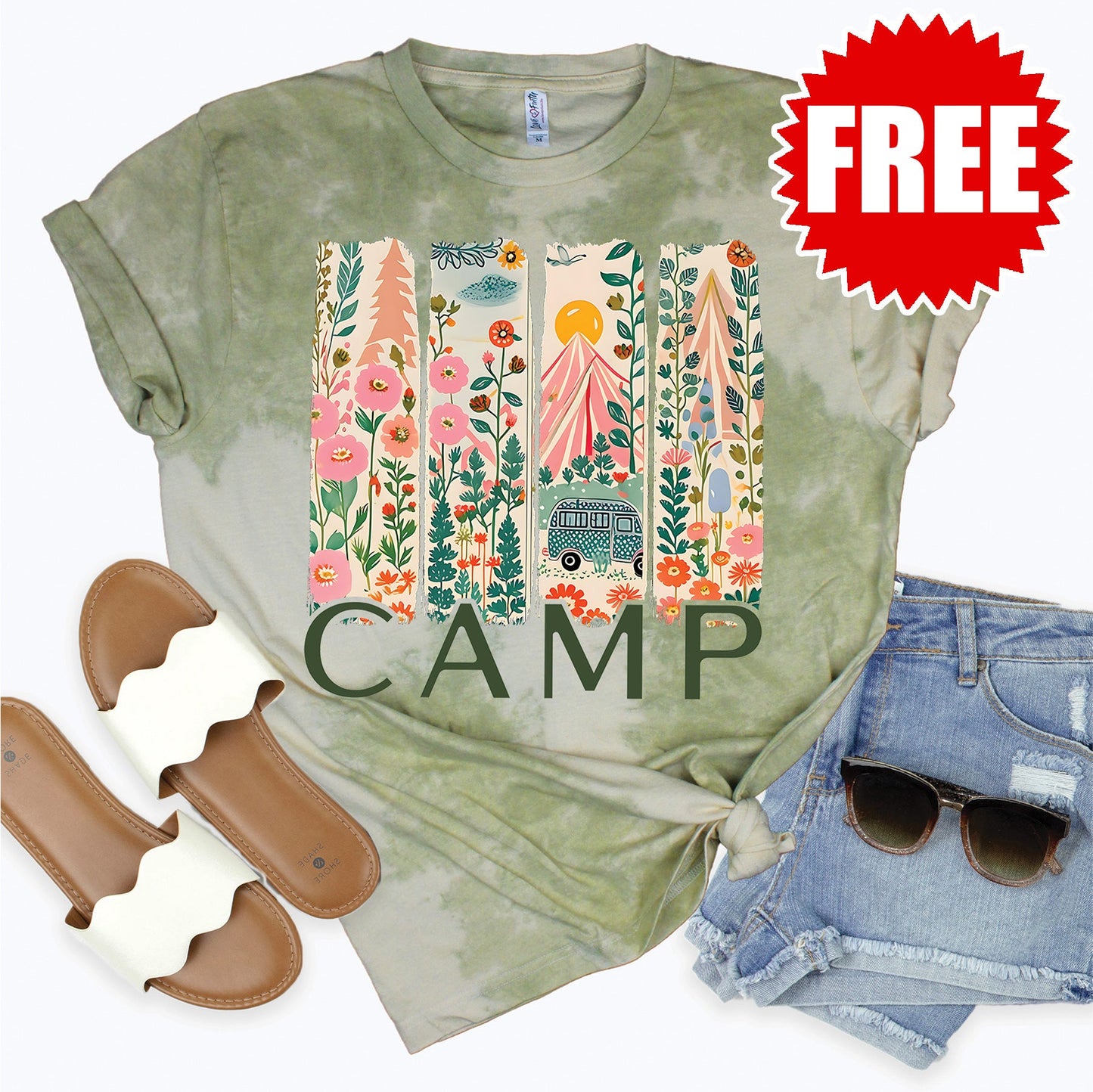 Camp Tee - Tie Dye Basil Haze - 0
