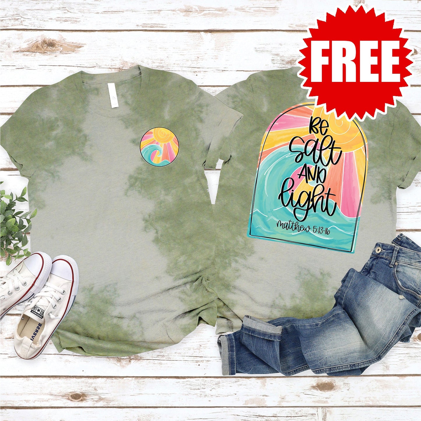 Salt and Light Tee - Tie Dye Basil Haze - 0