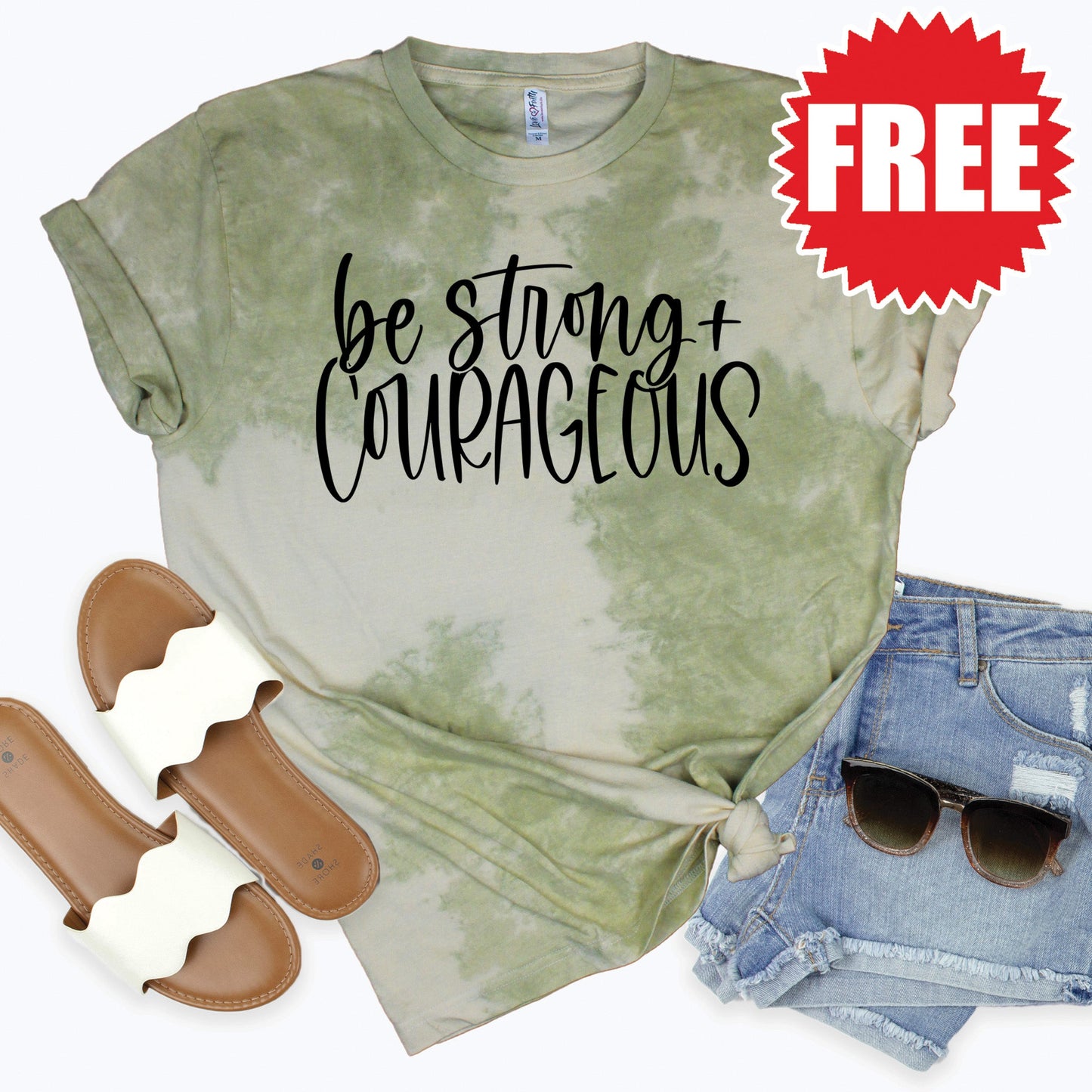 Be Strong Tee - Tie Dye Basil Haze - 0 Style001