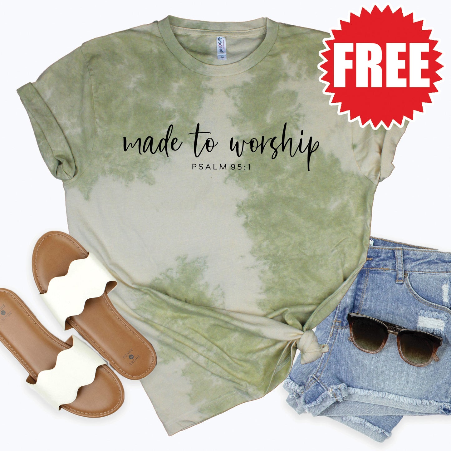 Made To Worship Tee - Tie Dye Basil Haze - 0