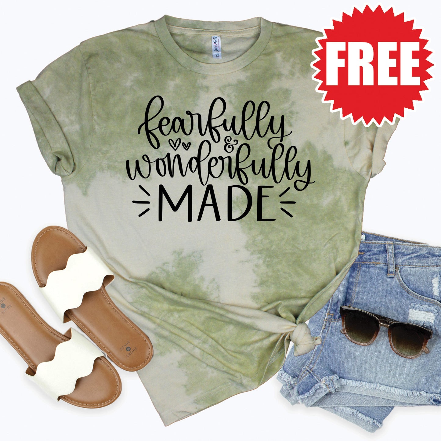 Fearfully And Wonderfully Tee - Tie Dye Basil Haze - 0
