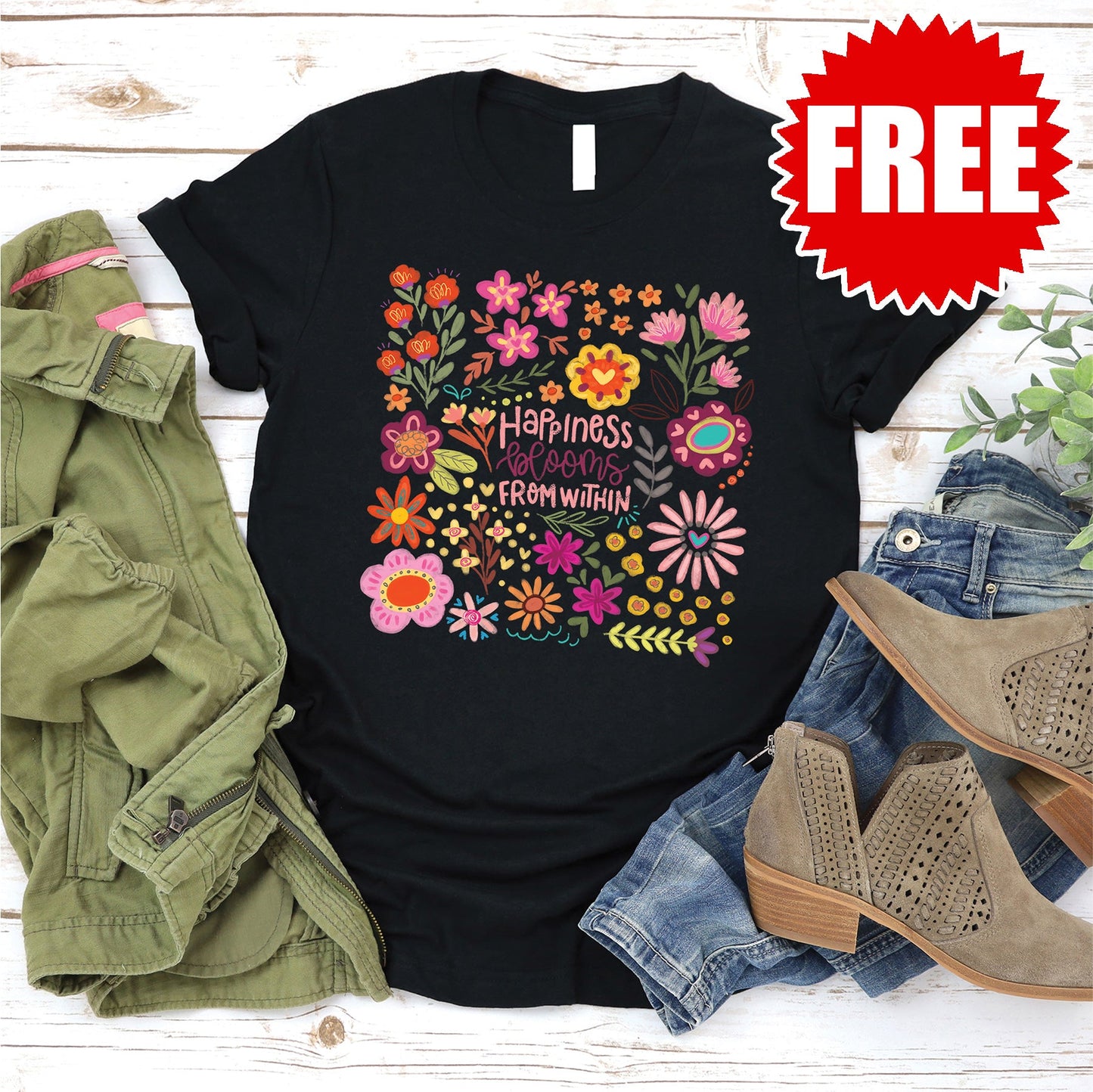 Happiness Within Tee - Black - 0