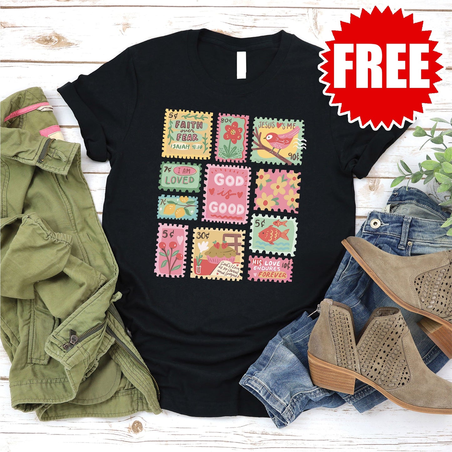 Post Stamps Tee - Black - 0