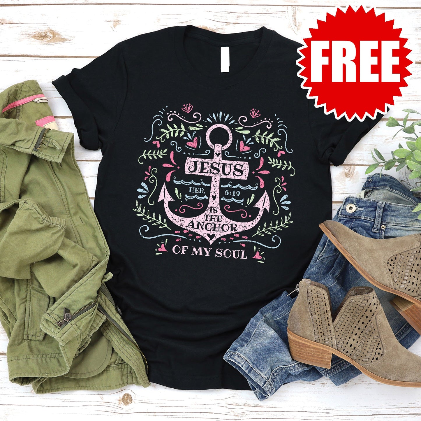 Jesus Anchor Tee - Black - 0