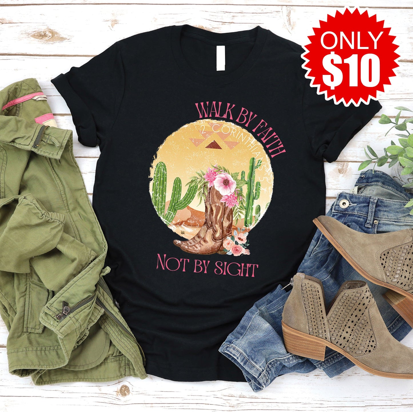 Walk By Faith Tee - Black