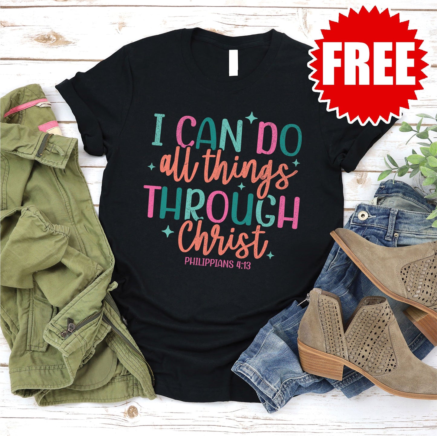 Through Christ Tee - Black - 0
