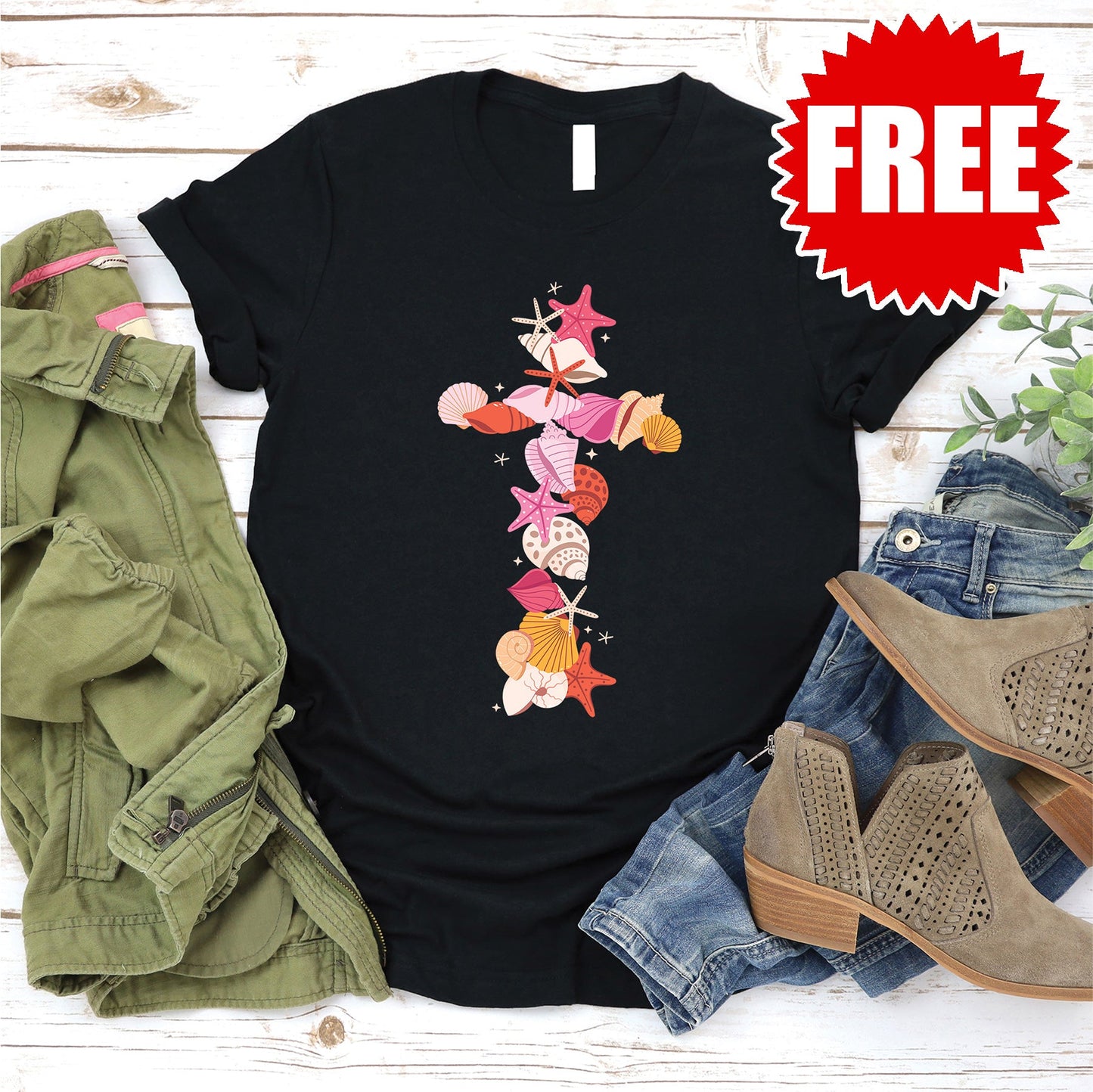 Shell Cross Tee - Black - 0