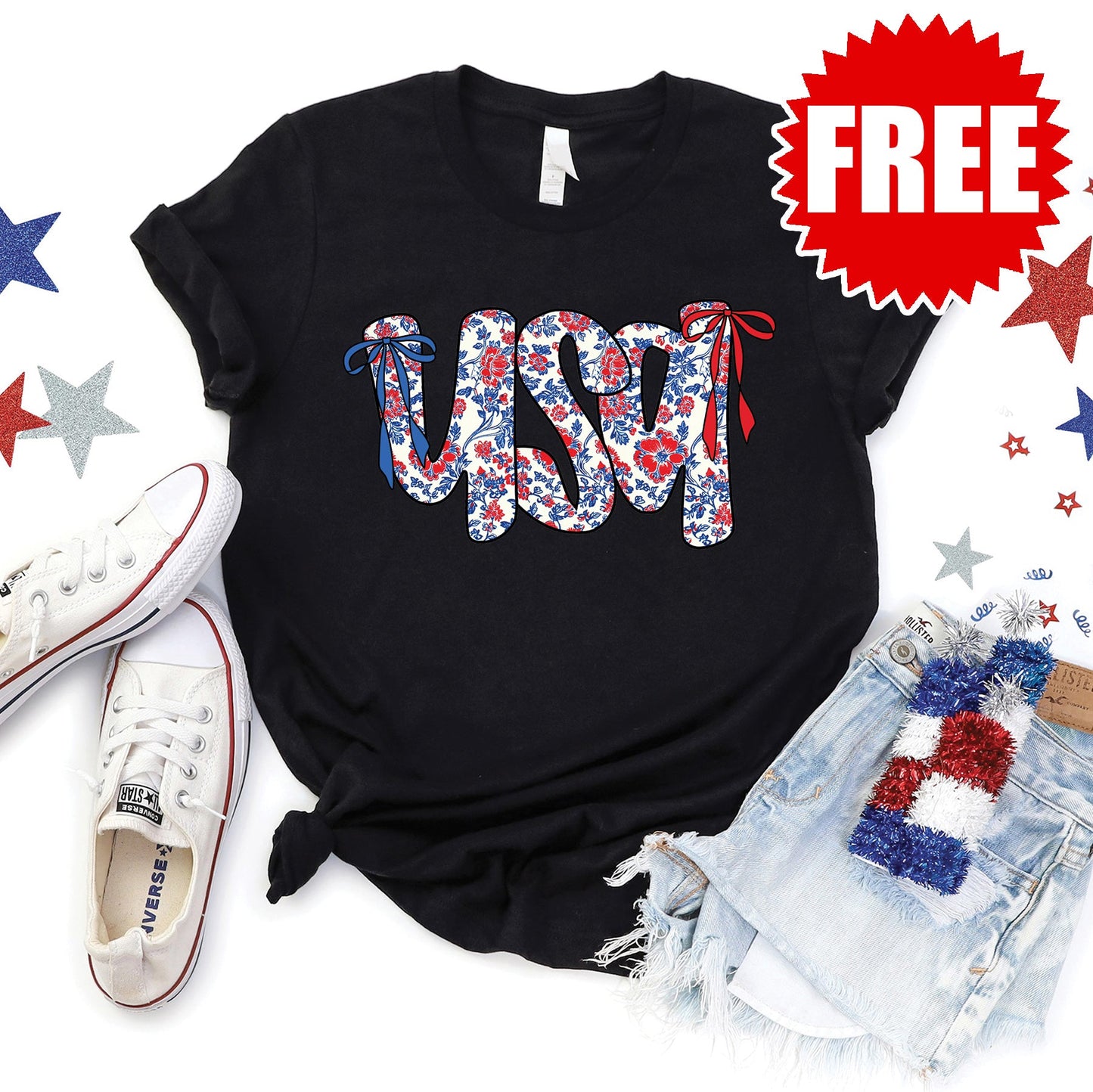 USA Ribbon Tee - Black - 0