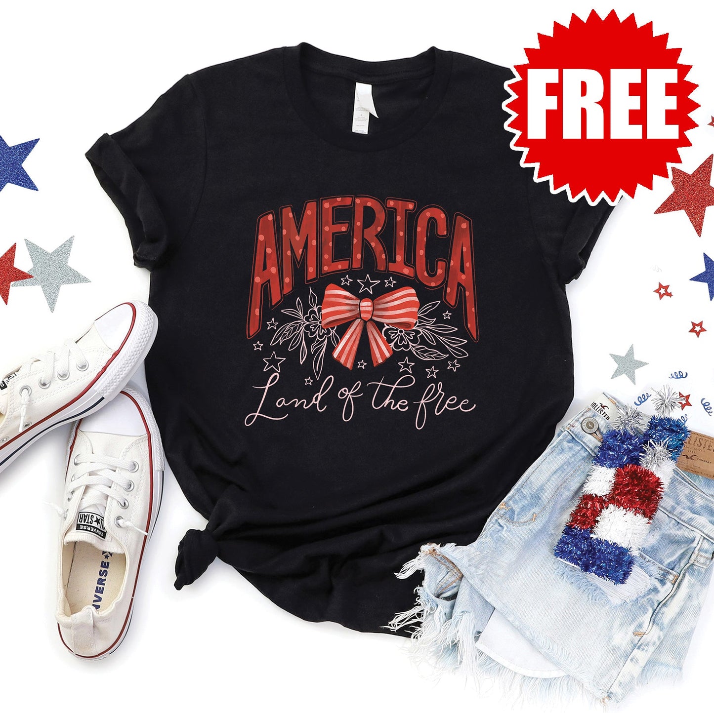 America Land of the Free Tee - Black - 0