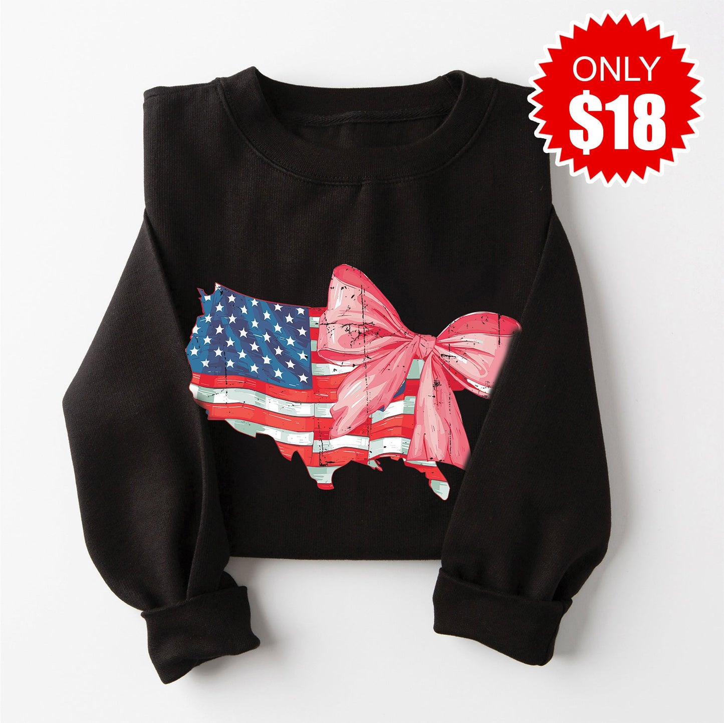 USA Ribbon Sweatshirt - Black - 18