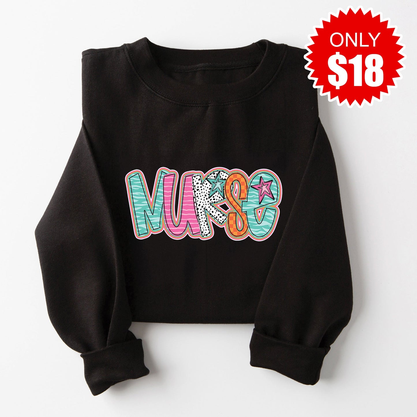 Nurse Stars Sweatshirt - Black - 18