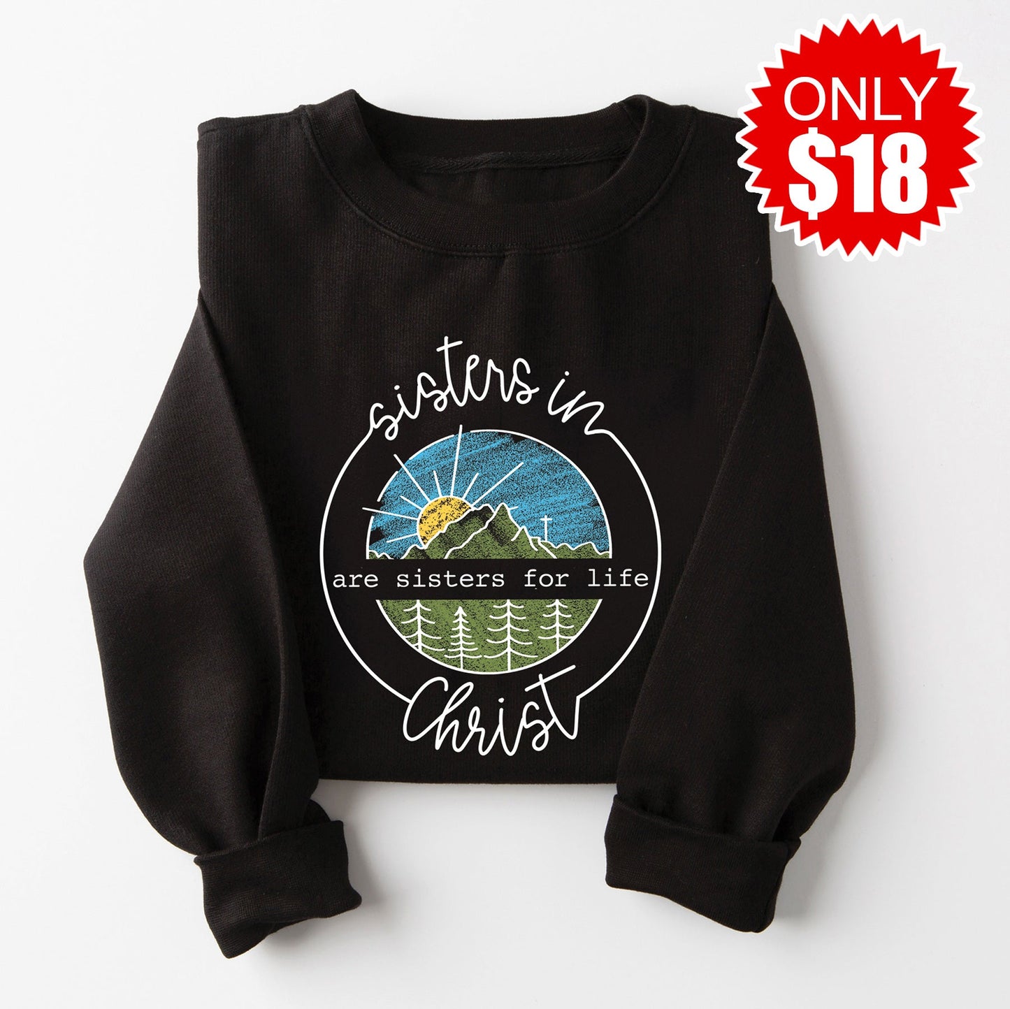Sisters in Christ Crewneck Sweatshirt - Black