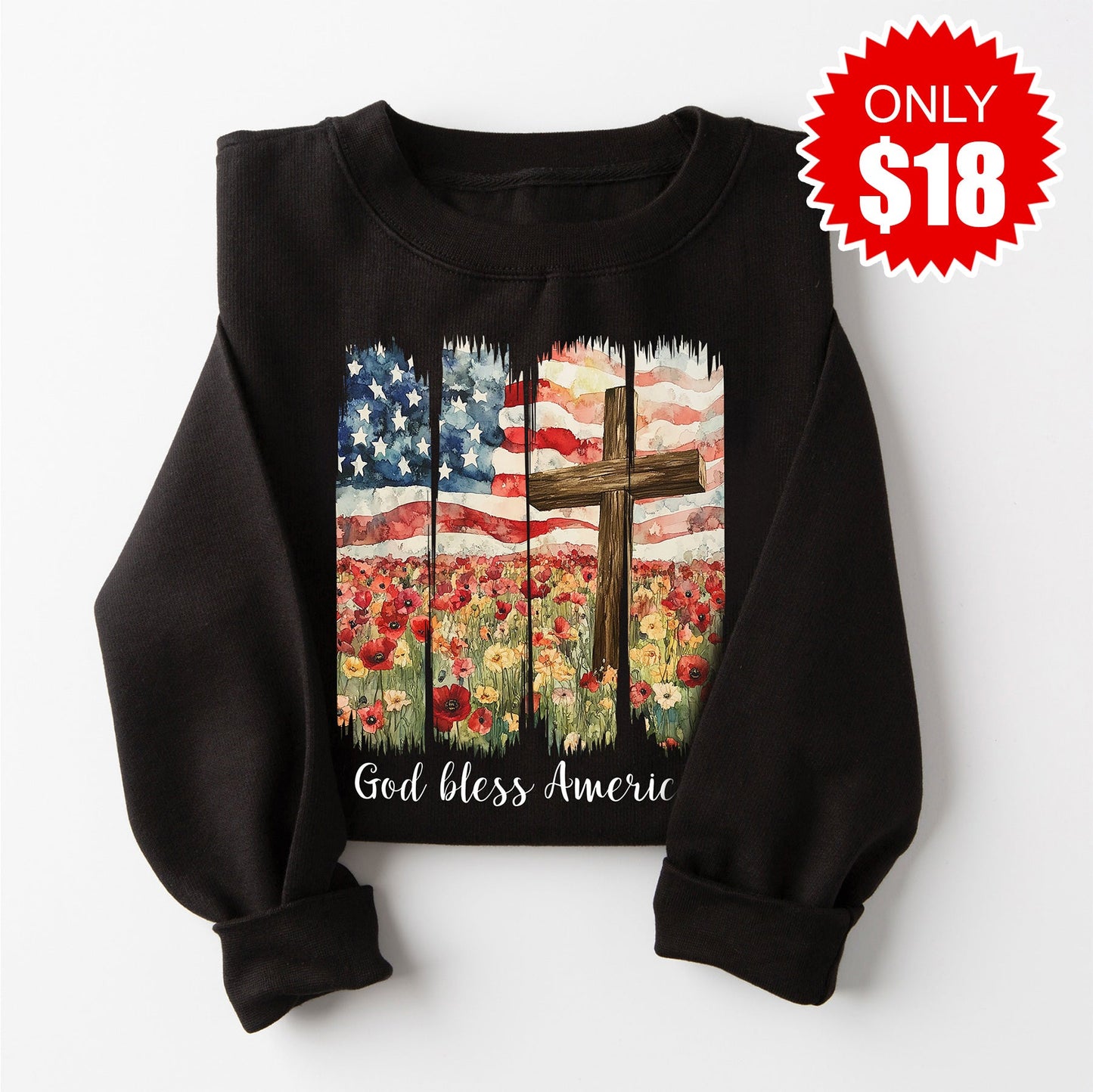 God Bless America Sweatshirt - Black - 18