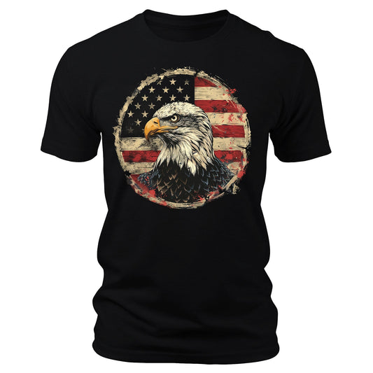 Men's Eagle American Flag 4th of July T-Shirts Patriotic Short Sleeve Crewneck Graphic Tees