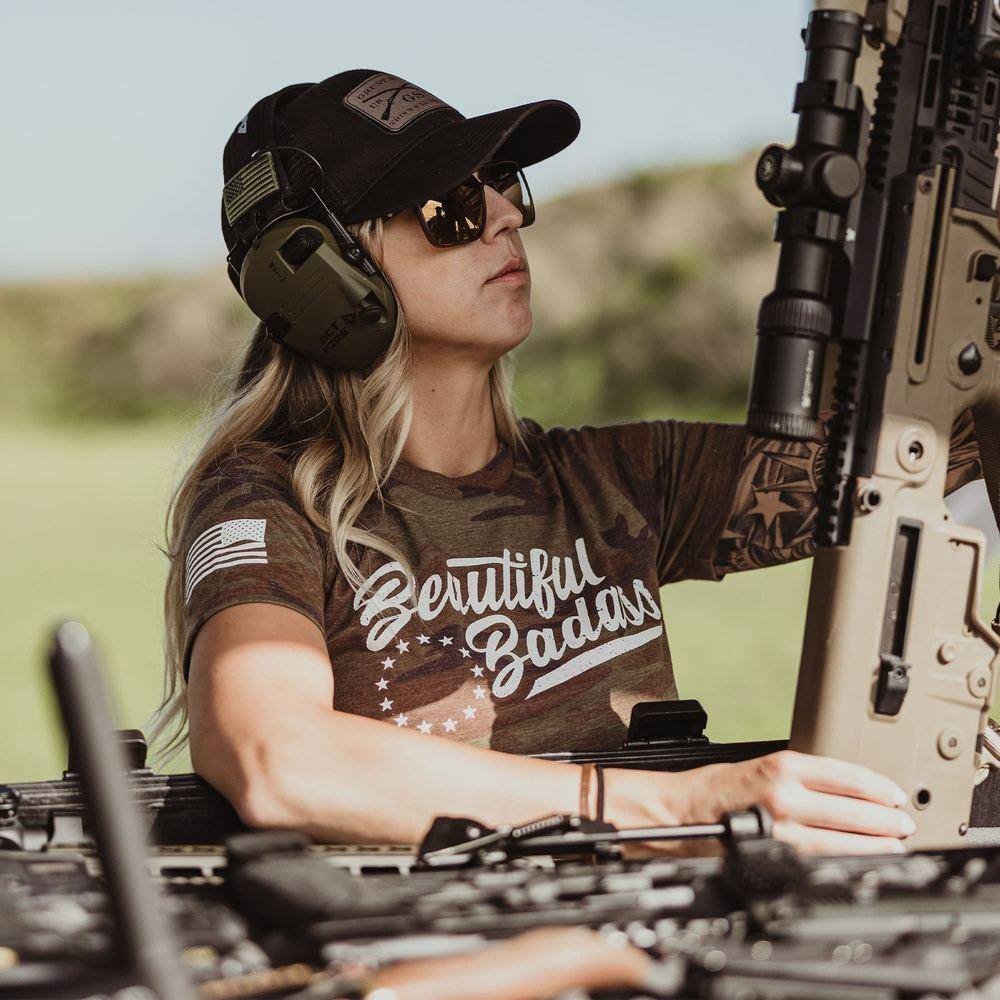 Women's Beautiful Badass T-Shirt - Woodland Camo