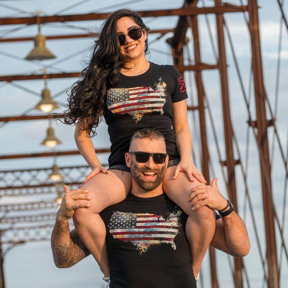 Women's Red Blood Nation Slim Fit T-Shirt - Black