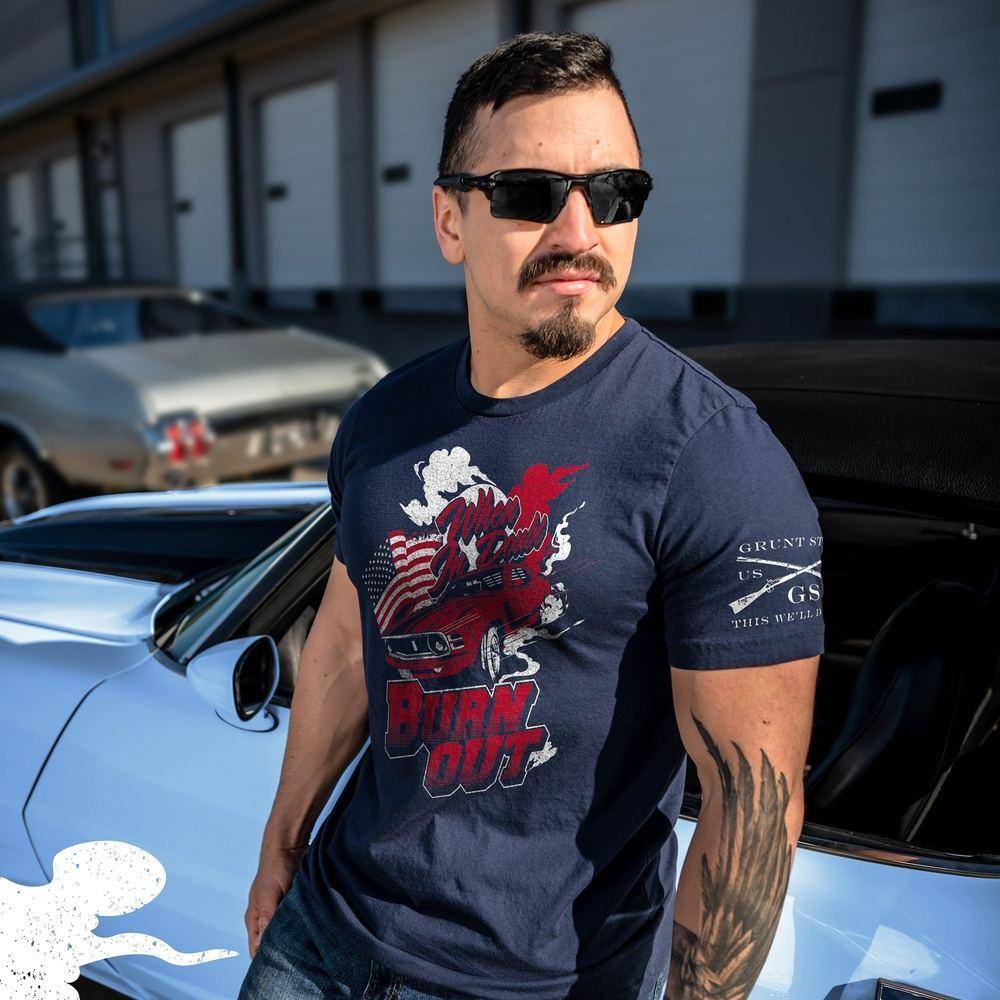 Burn Out T-Shirt  - Navy