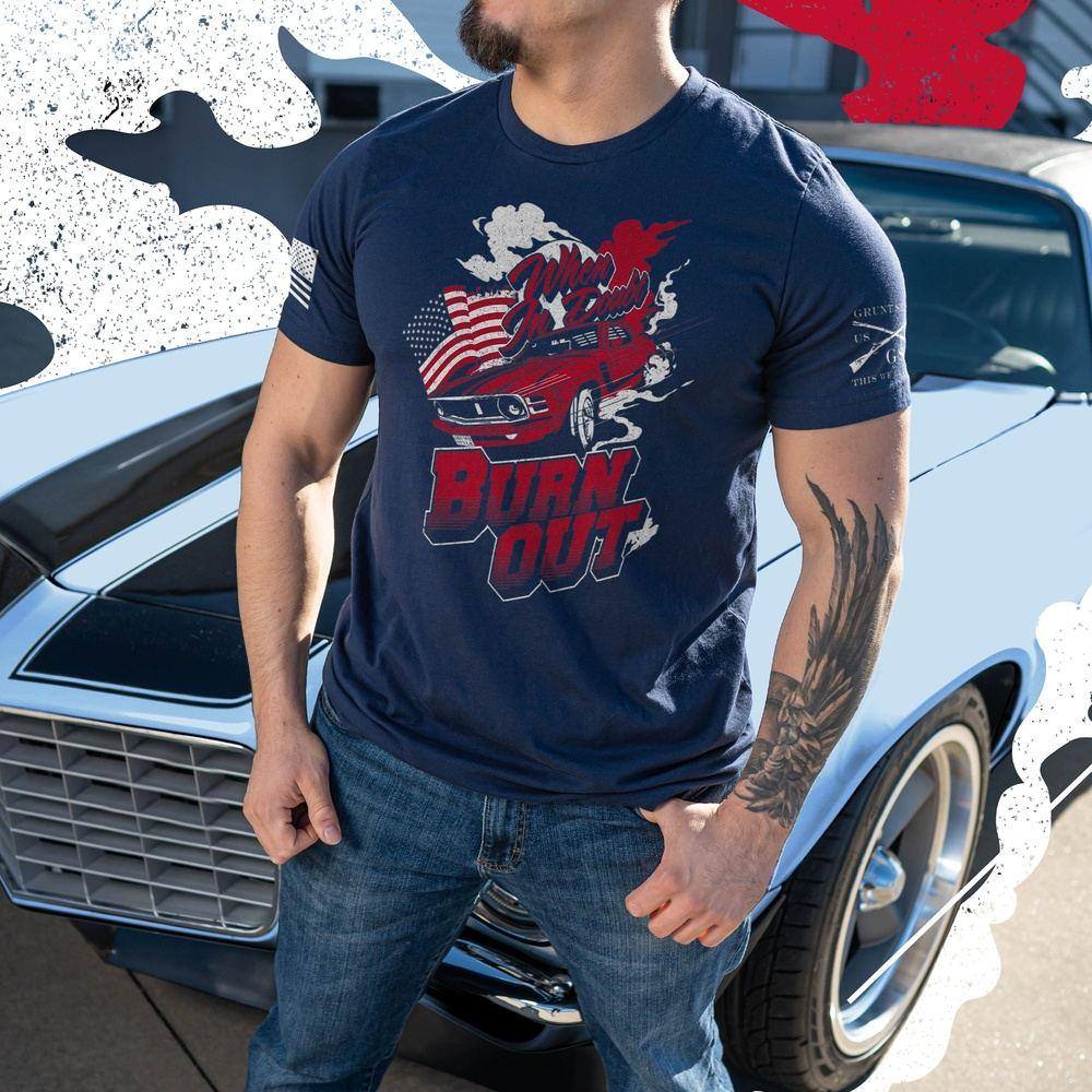 Burn Out T-Shirt  - Navy
