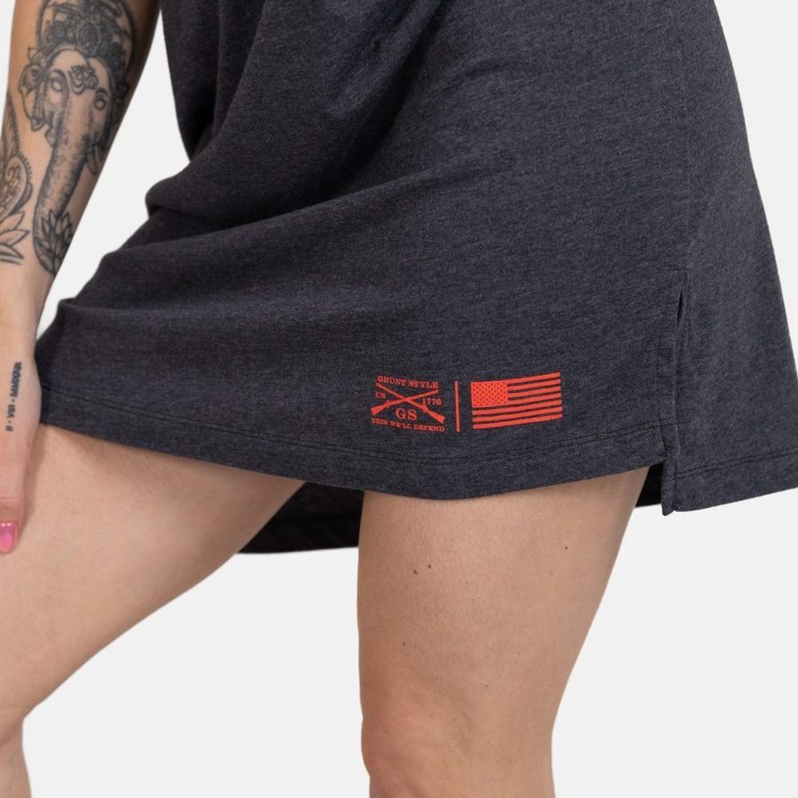 Women's Country, Cowboys & Cold Ones Shirt Dress - Charcoal