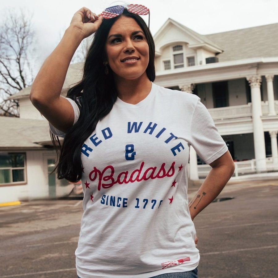 Women's Red, White & Badass Boyfriend Fit T-Shirt - White