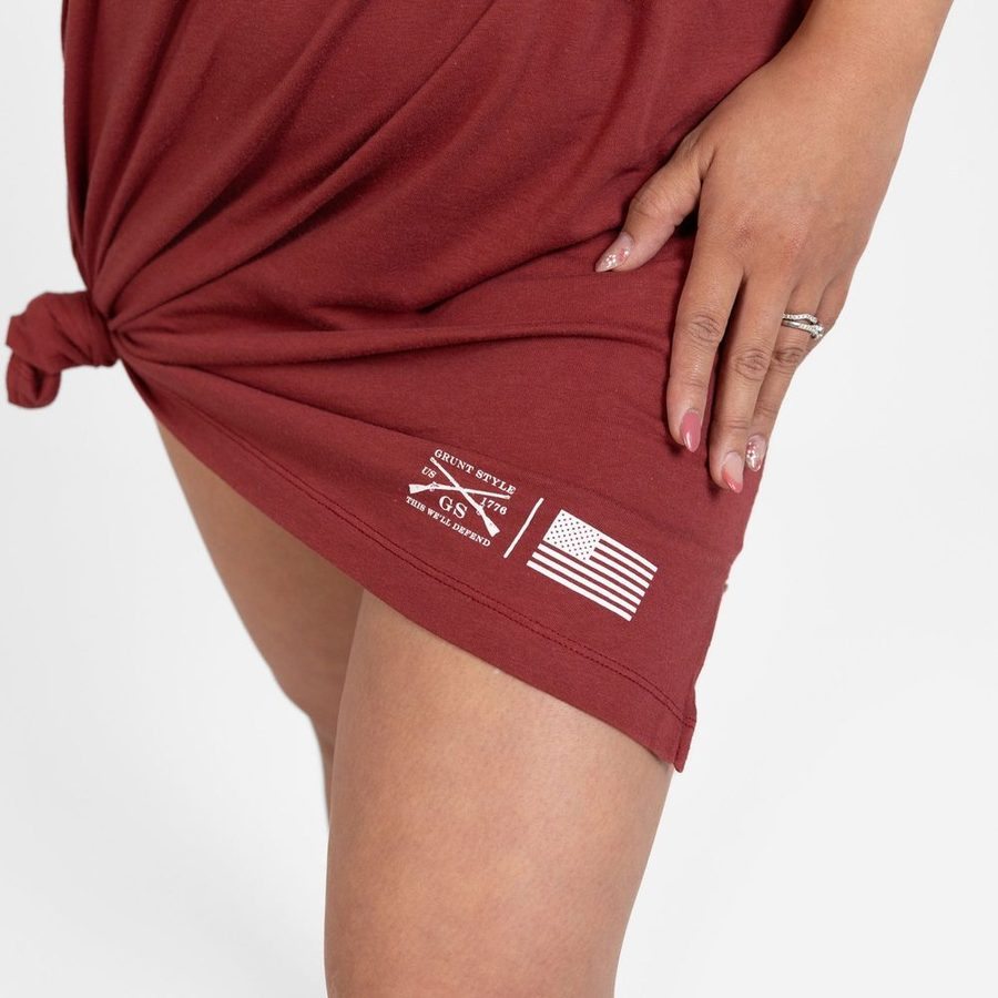 Women's Easy Rider Shirt Dress - Red Plum