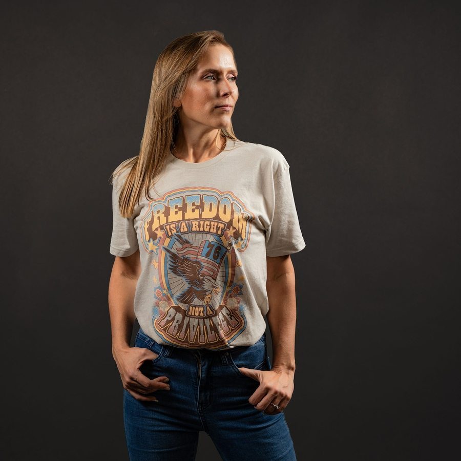 Women's Freedom Is A Right Boyfriend Fit T-Shirt -Sand