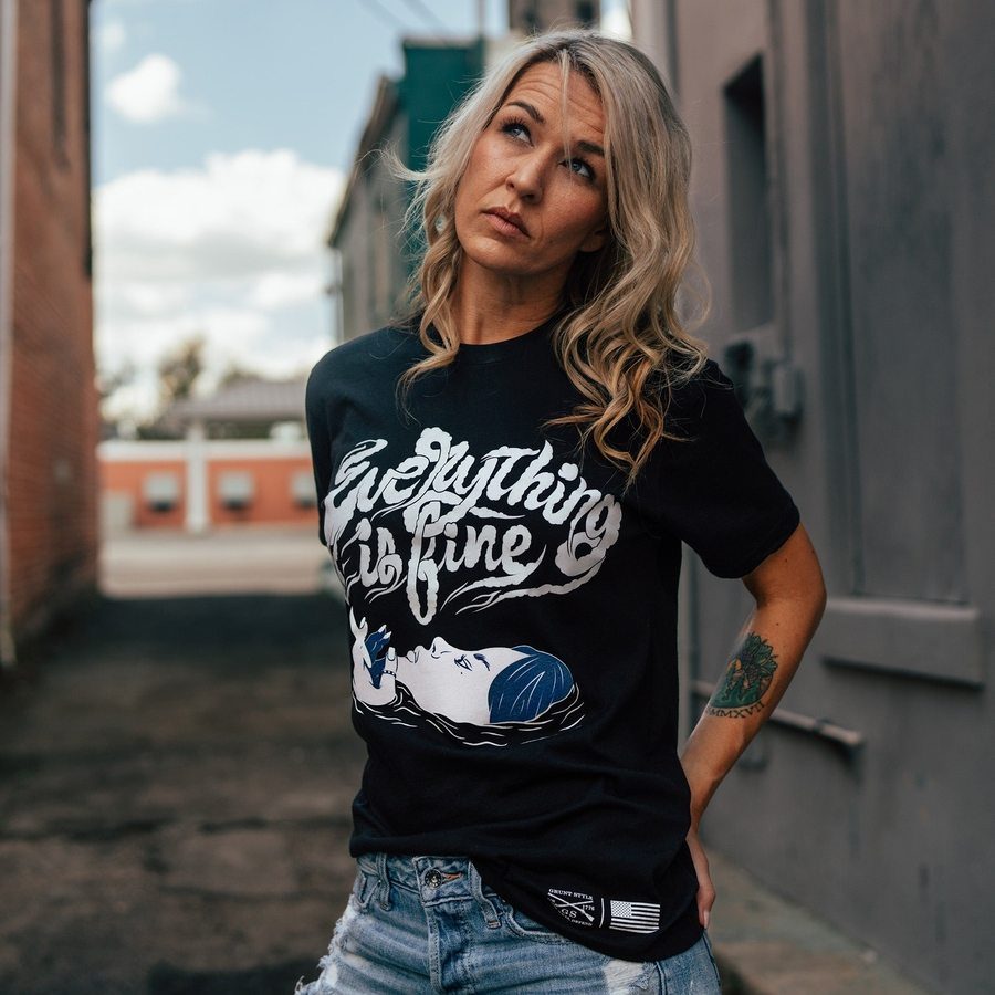 Women's Everything Is Fine Boyfriend Fit T-Shirt - Black