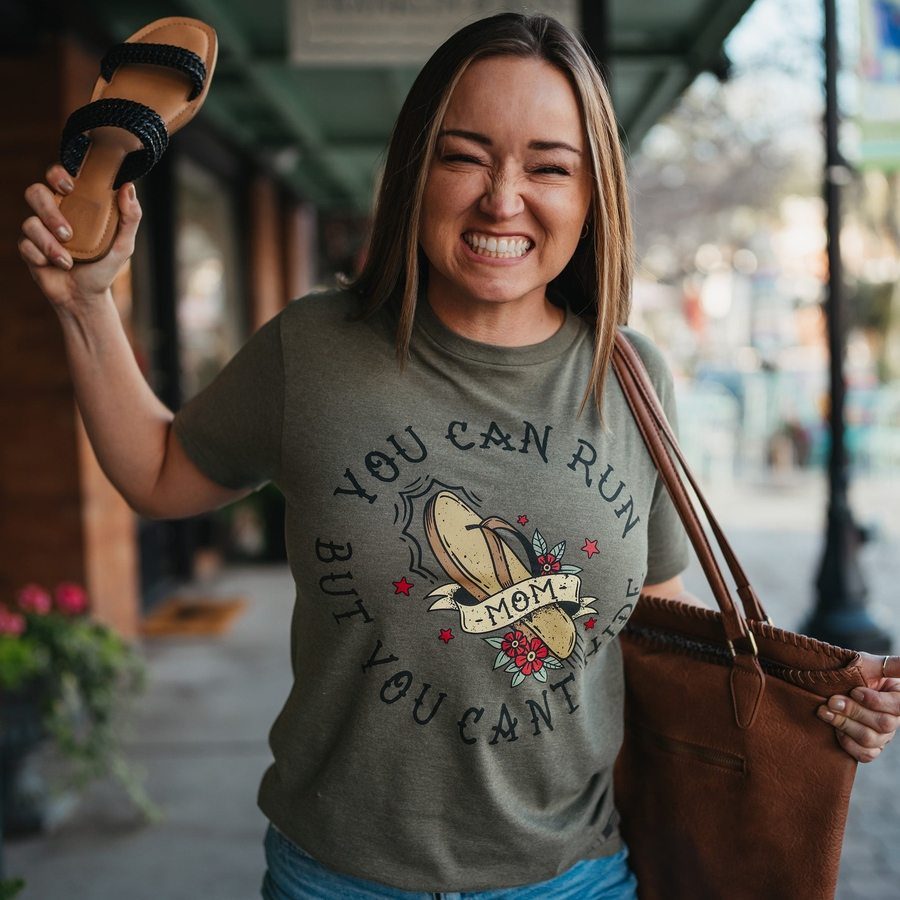 Women's You Can Run Boyfriend Fit T-Shirt - Military Green
