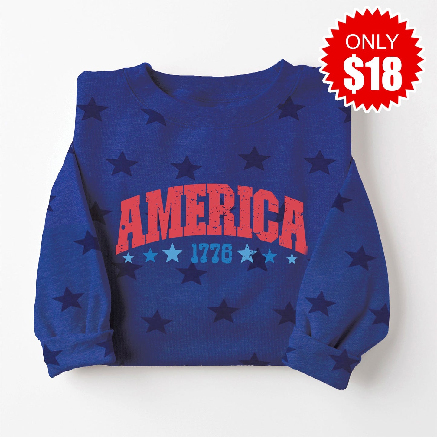 America 1776 Sweatshirt - Blue Star Print - 18