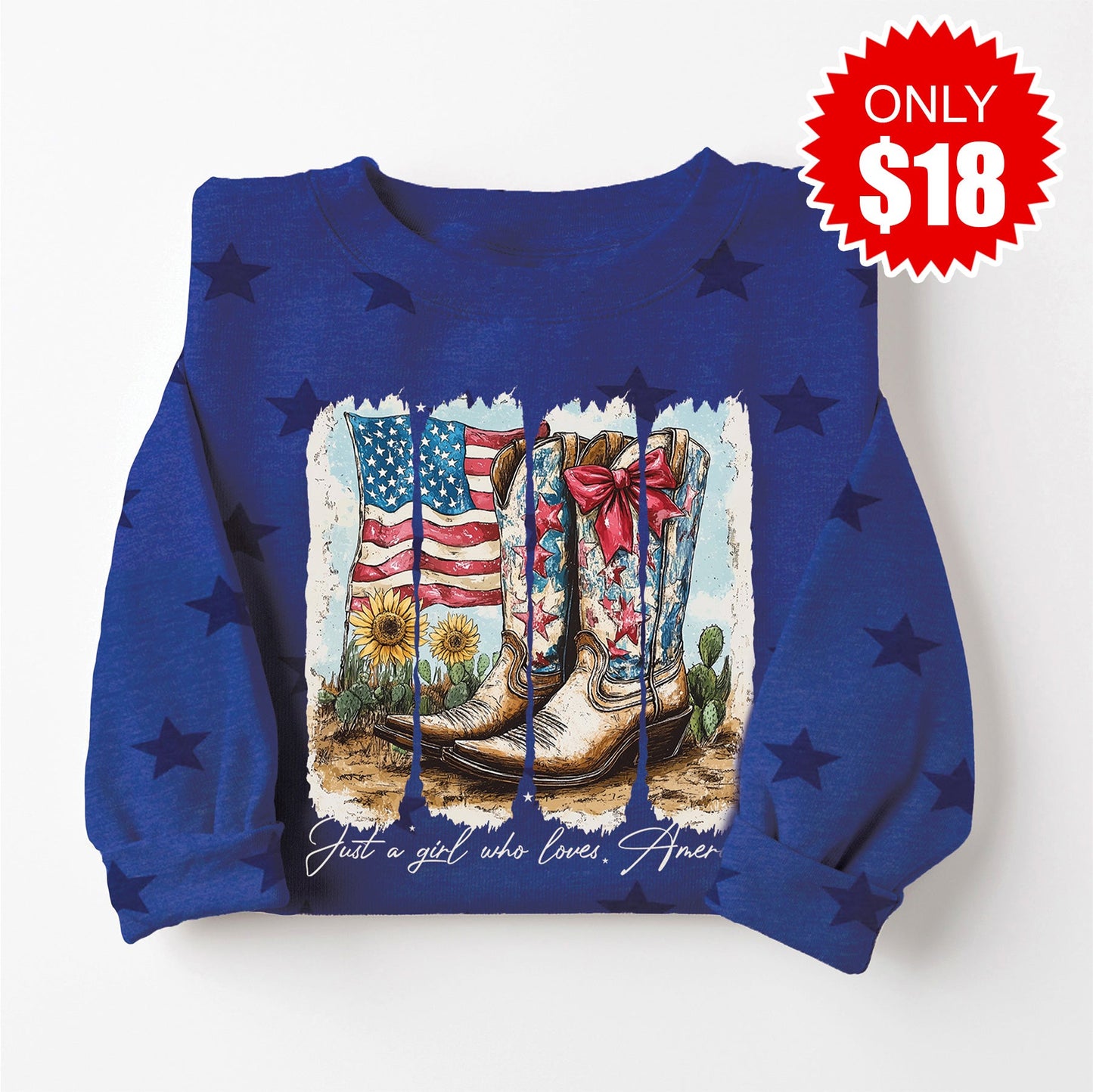 Boots Sweatshirt - Blue Star Print - 18 Style001