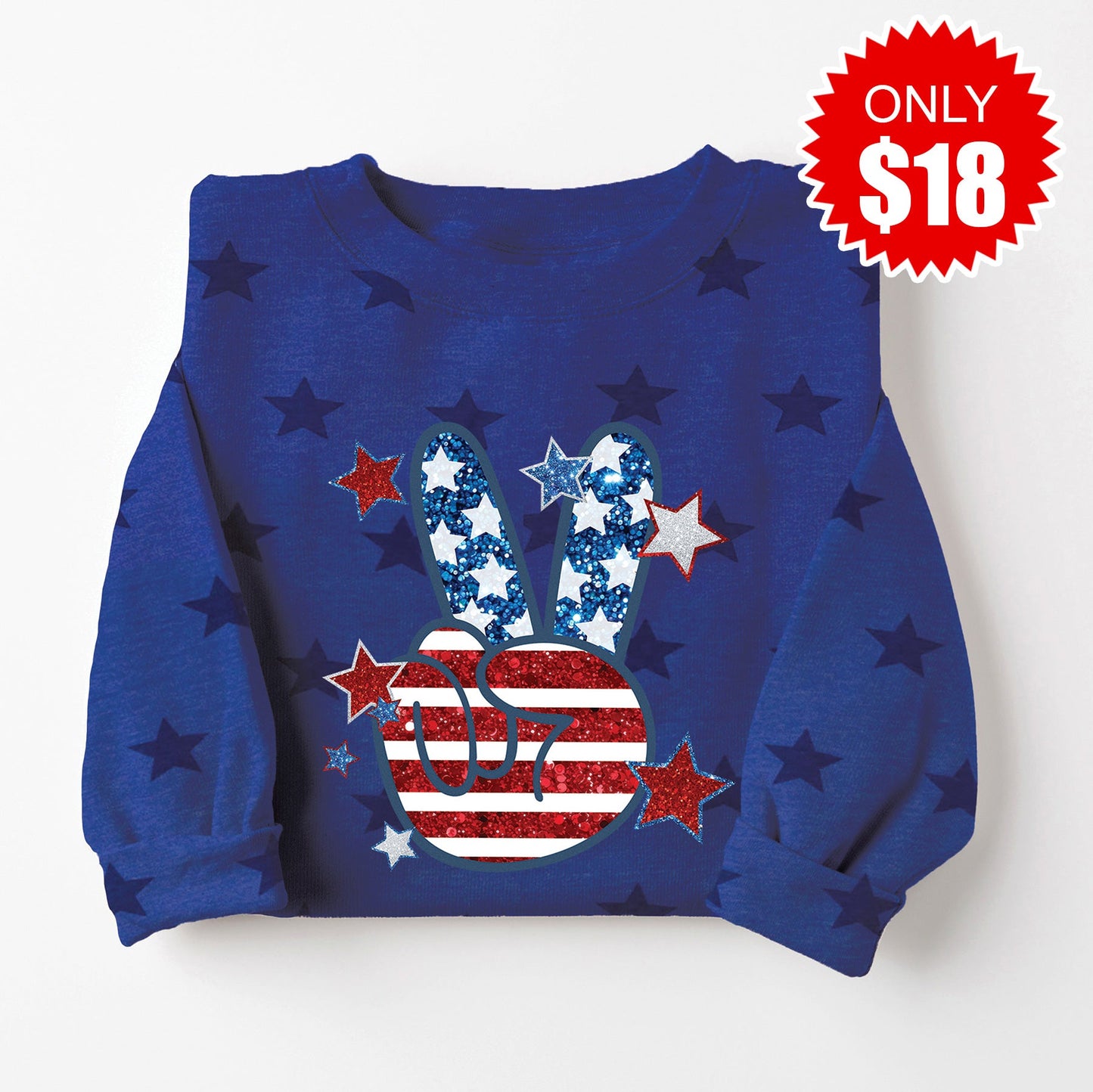 America Peace Sweatshirt - Blue Star Print - 18