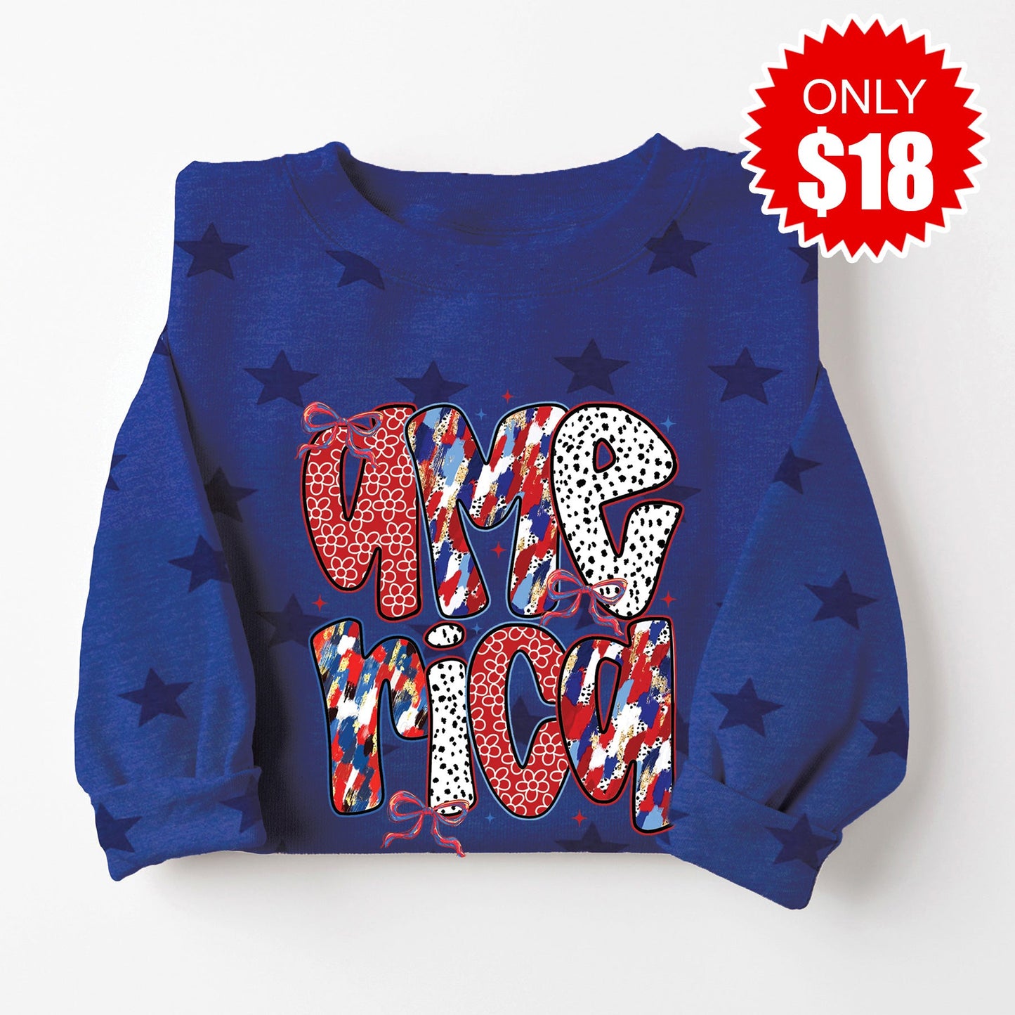 America Sweatshirt - Blue Star Print - 18