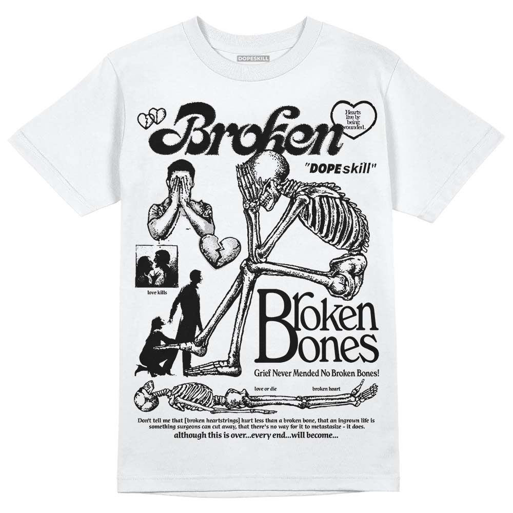 Black and White Collection DopeSkill T-Shirt Broken Bones Graphic