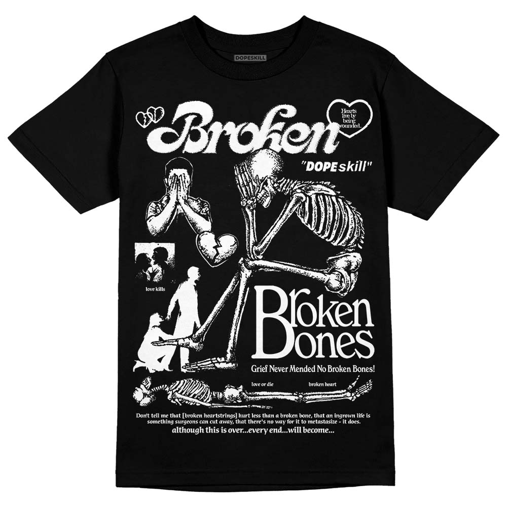 Black and White Collection DopeSkill T-Shirt Broken Bones Graphic