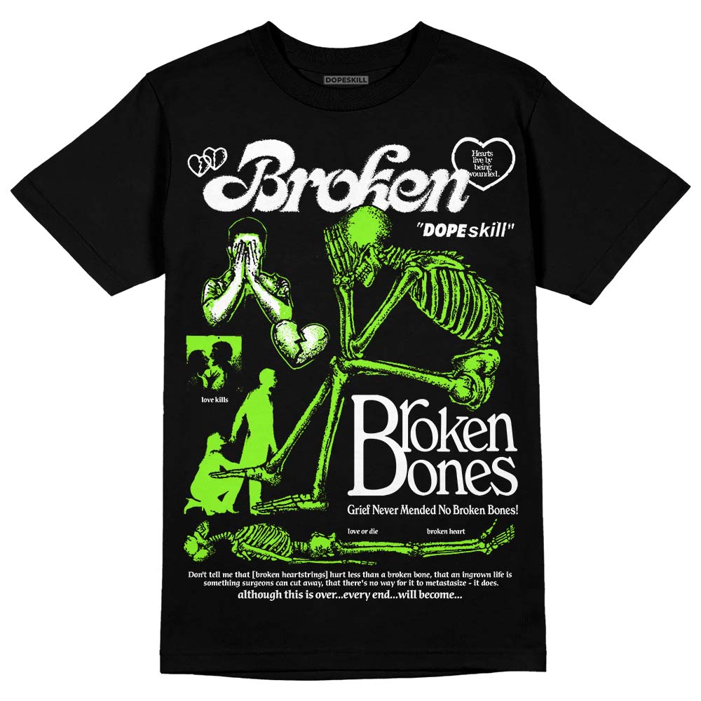Neon Green Collection DopeSkill T-Shirt Broken Bones Graphic