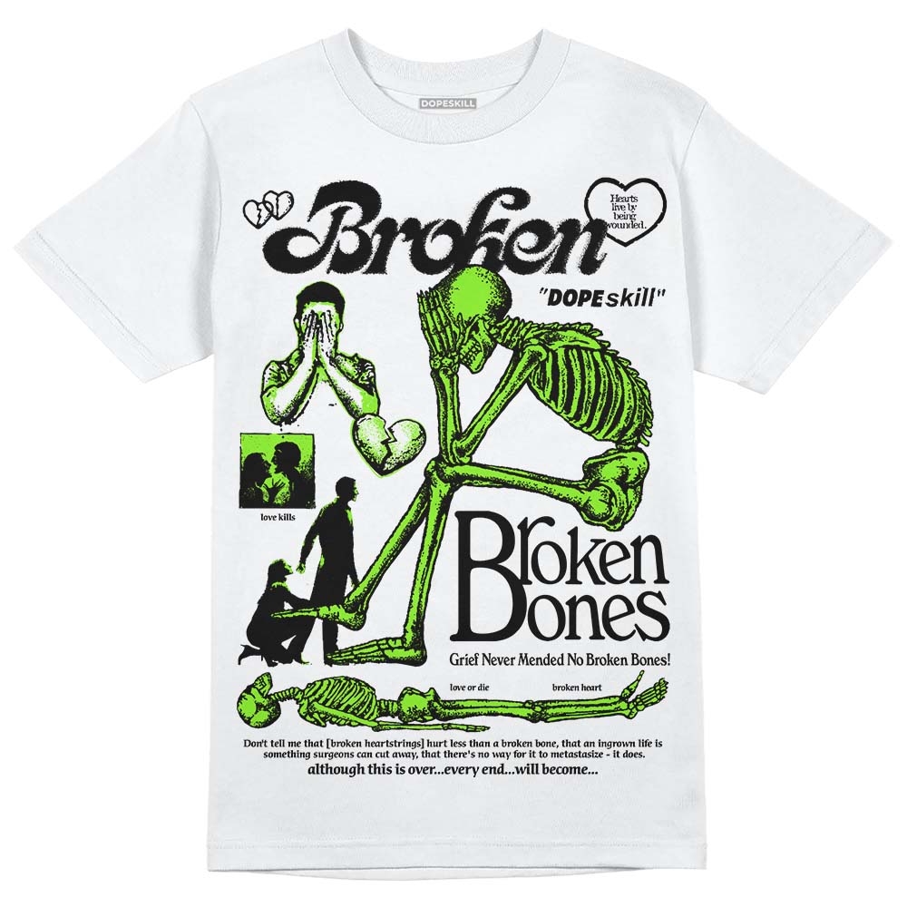 Neon Green Collection DopeSkill T-Shirt Broken Bones Graphic