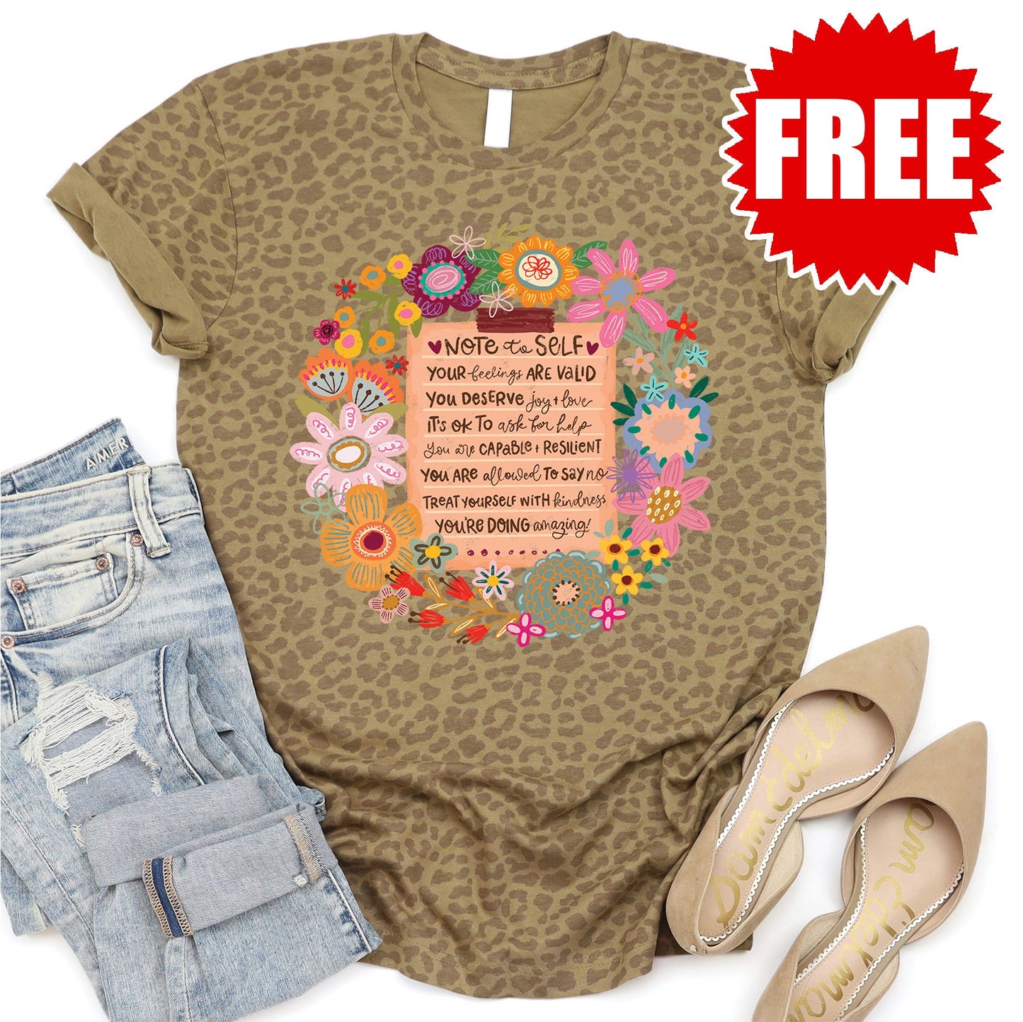Note To Self Tee - Brown Leopard - 0