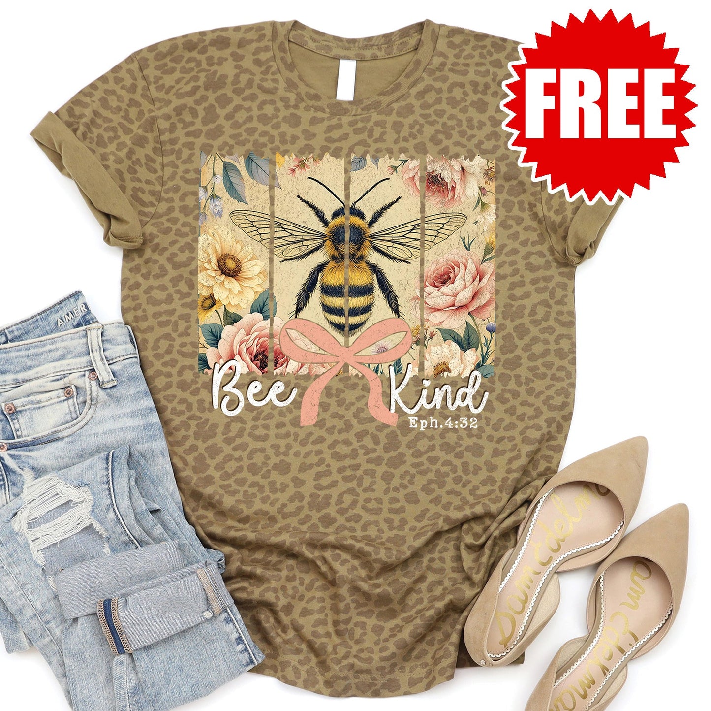 Bee Kind Tee - Brown Leopard - 0
