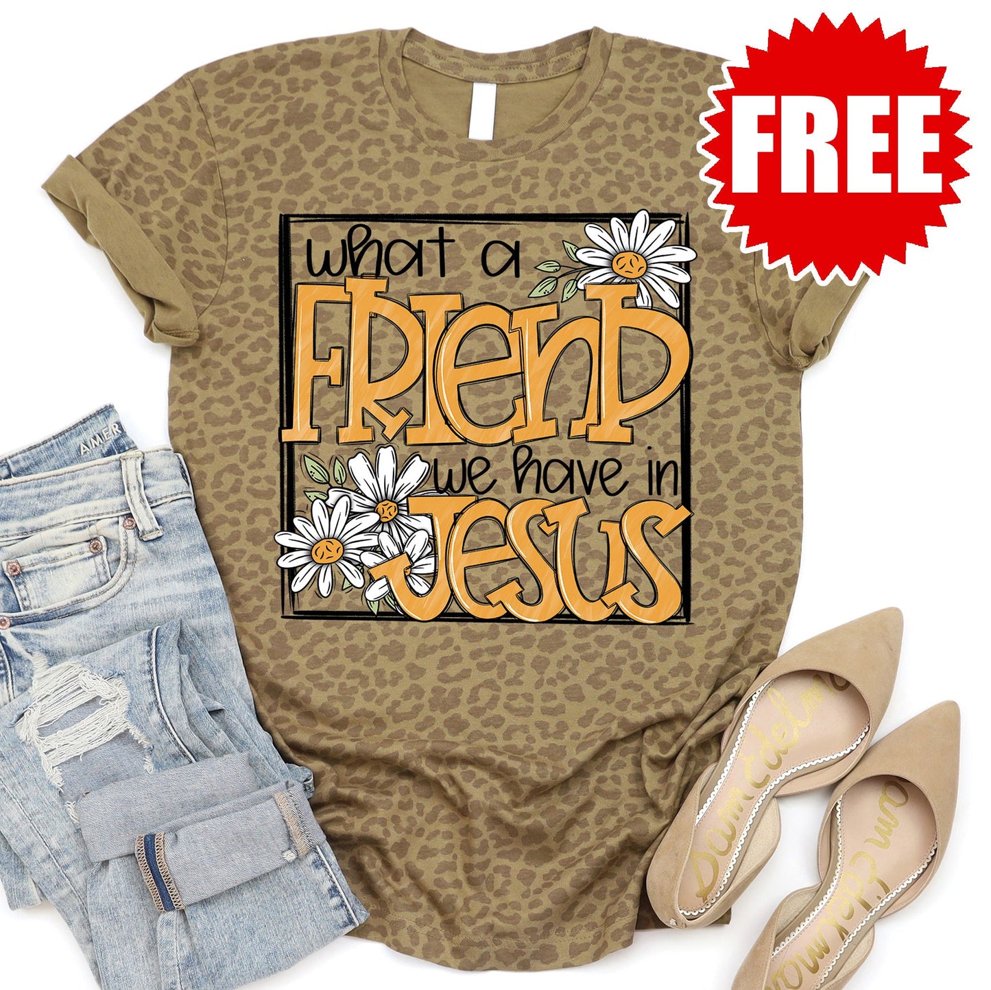 What A Friend Tee - Brown Leopard Style001