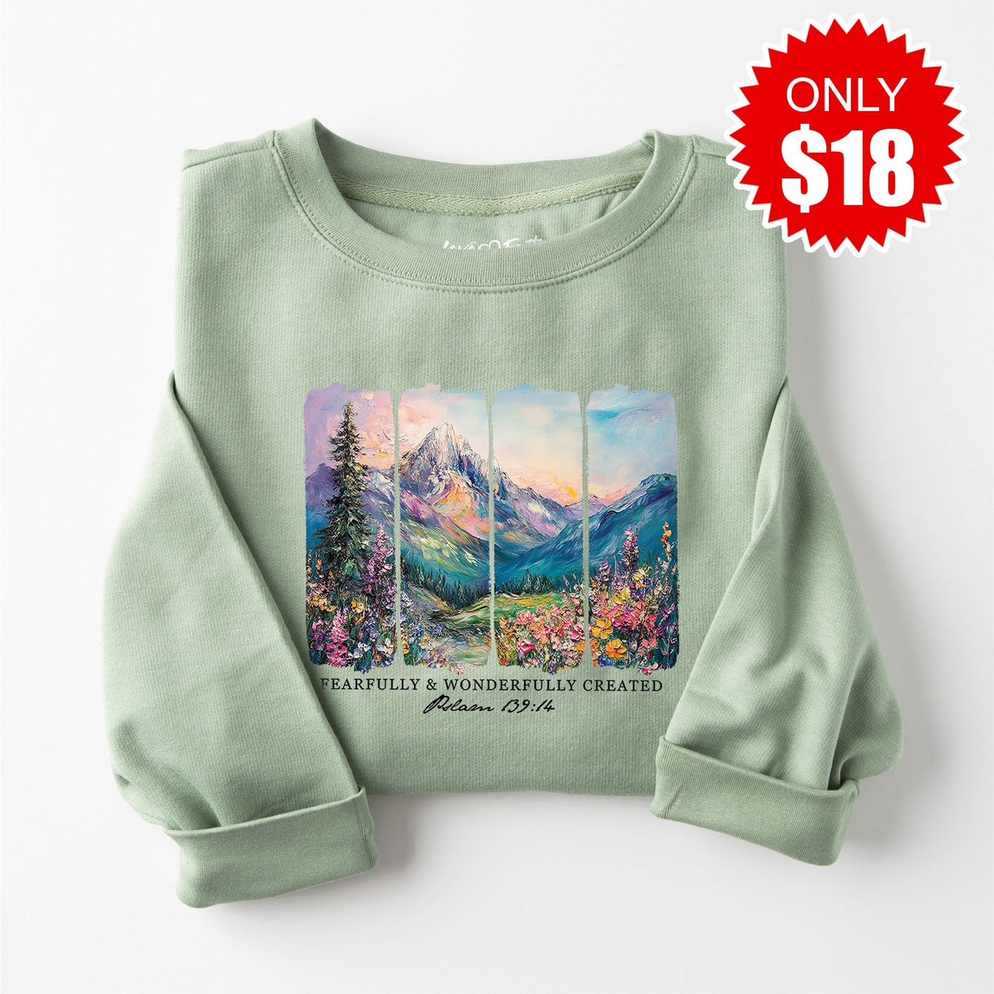 Fearfully and Wonderfully Created Sweatshirt - Heather Sage - 18
