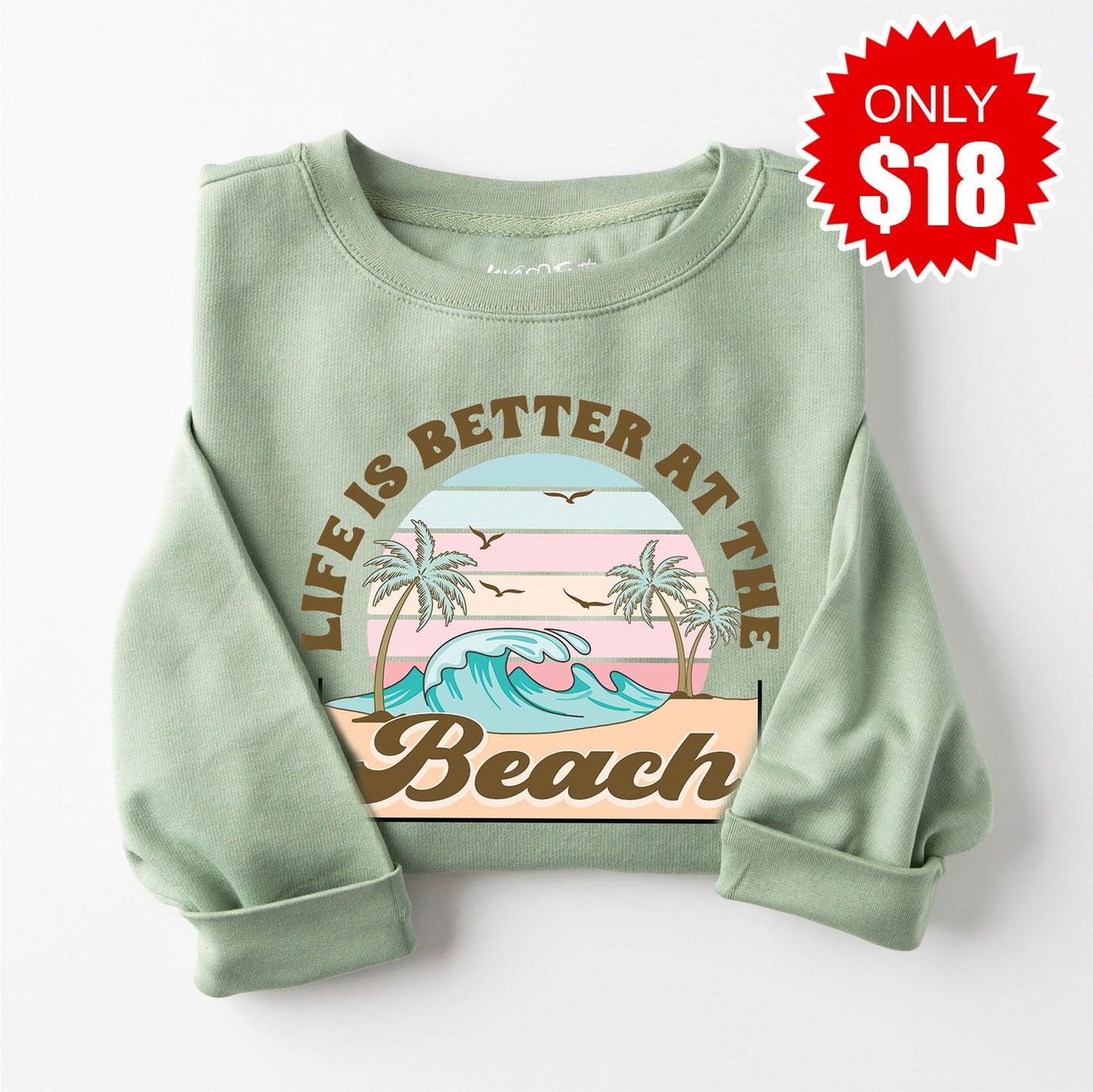 Beach Sweatshirt - Heather Sage - 18