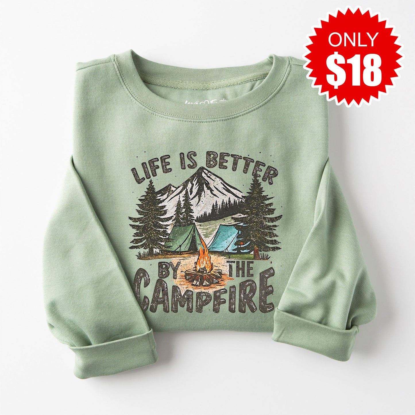 Life is Better Sweatshirt - Heather Sage - 18